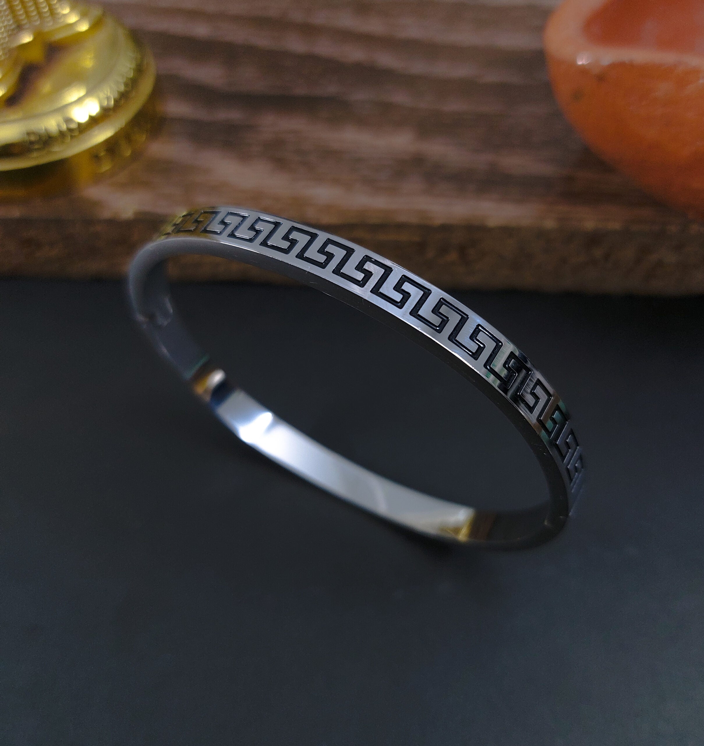 Premium Golden Branded Bracelet: Versace-Inspired Luxury for All.