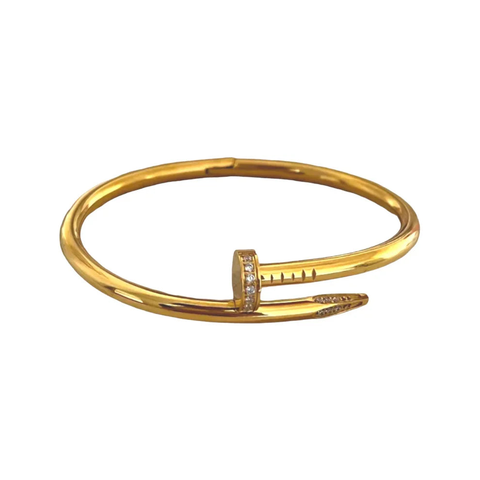 Luxury Gold-Plated Nail Bracelet: Premium Style, Affordable Price.