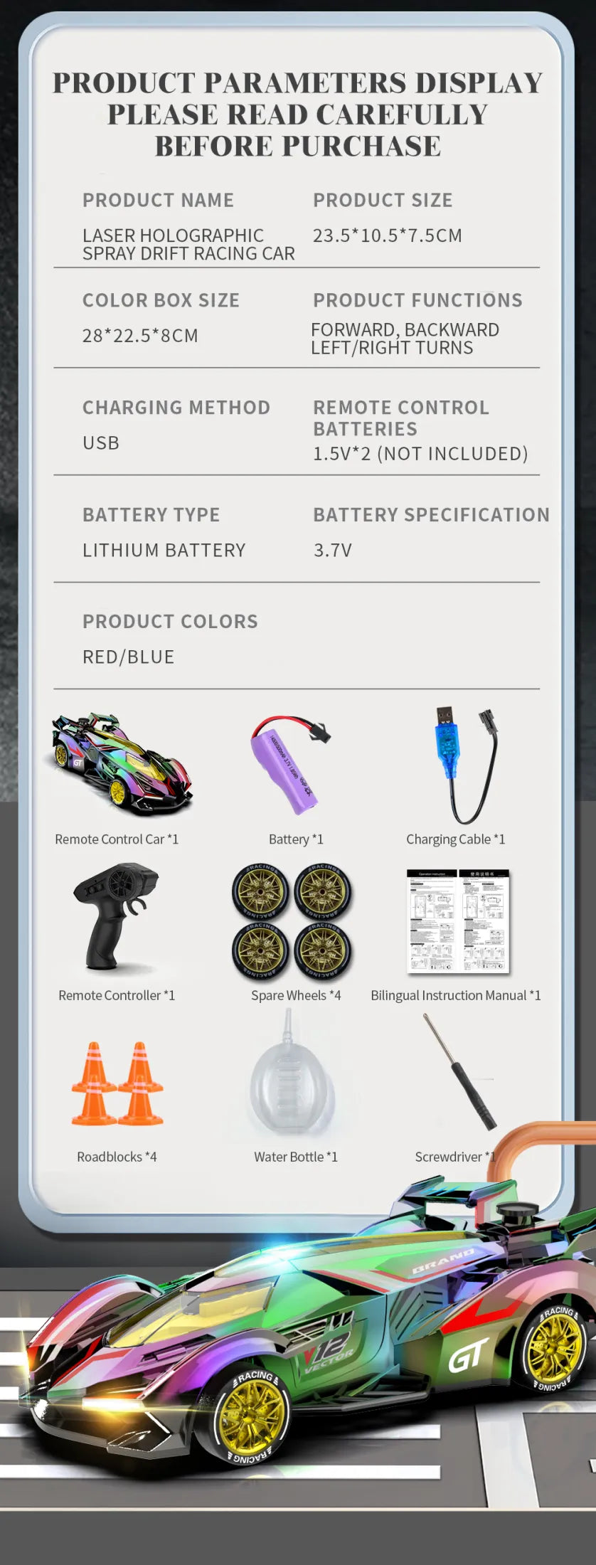 Grantley RC Drift Racing Car: 36 KPH, 4WD Power, & HIGH PERFORMANCE Championship, Spray System!