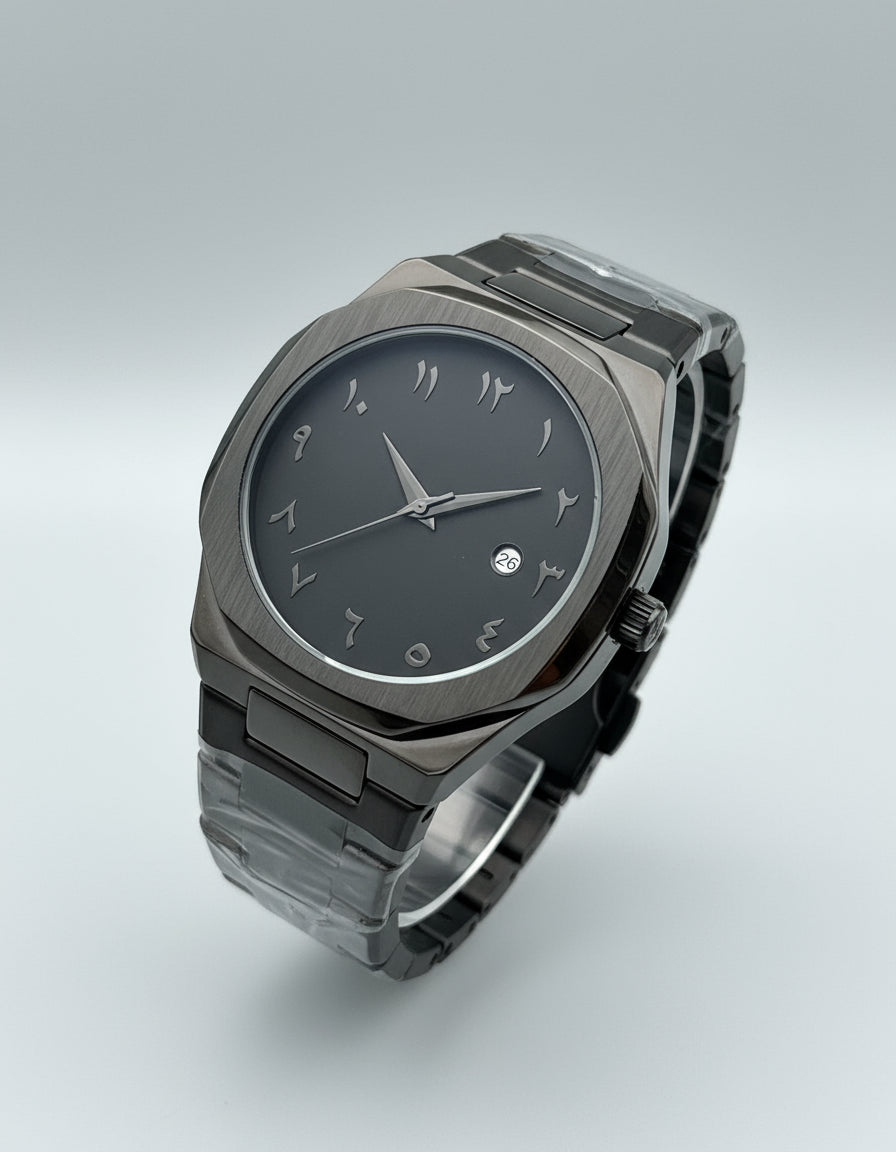 Black Arabic Stainless Steel Aura Watch Arabic Dial Best quality