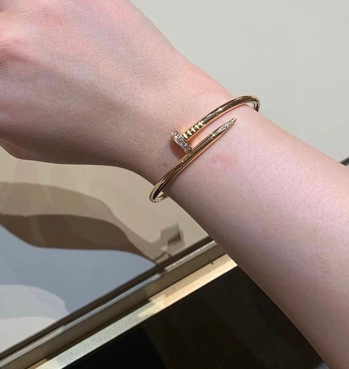 Luxury Gold-Plated Nail Bracelet: Premium Style, Affordable Price.