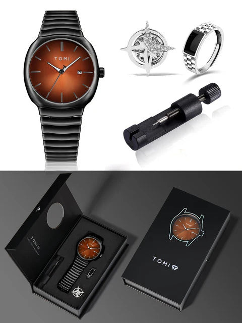 TOMI T-307 New Men's Luxury Business Watch Gift Box Set