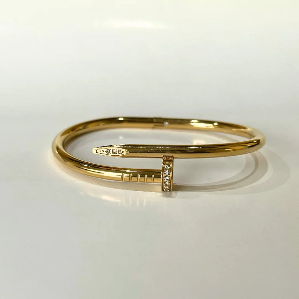 Luxury Gold-Plated Nail Bracelet: Premium Style, Affordable Price.