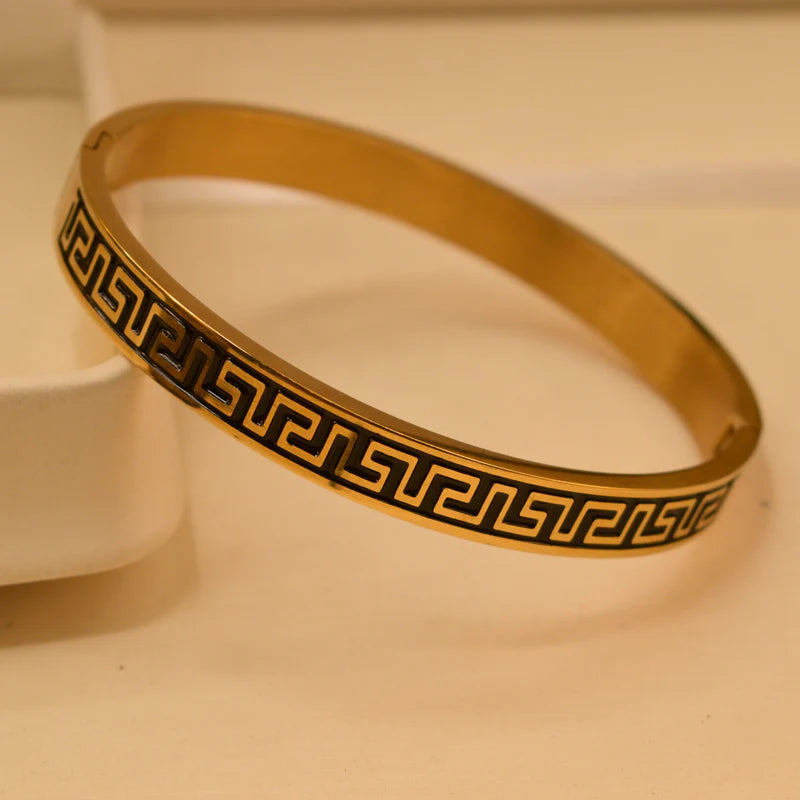 Premium Golden Branded Bracelet: Versace-Inspired Luxury for All.